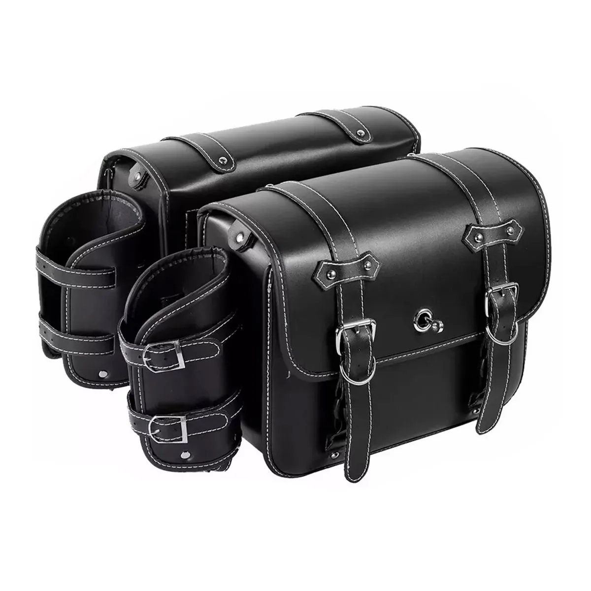 2 Pack Waterproof Motorcycle Saddle Bags With Cup Holder Combination Lock