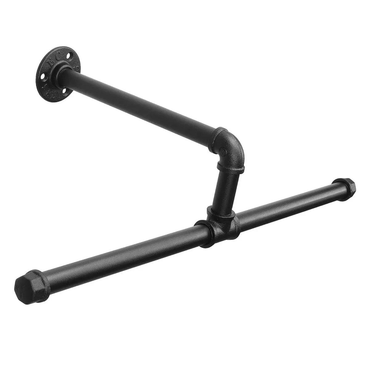 Industrial Pipe Clothes Rack Floating Industrial Pipe Clothing Rack - Black