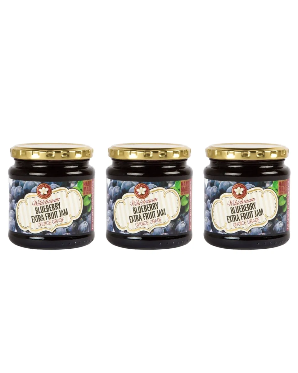 Wildebraam Blueberry Jam - Smooth Berry Preserve 3 x 345g
