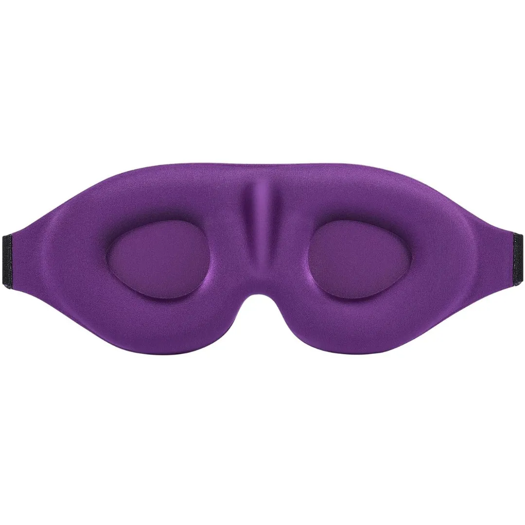 AquaGlow Sleep Eye Mask - 3D Memory Foam/100% Light Blocking/Zero Pressure - Purple