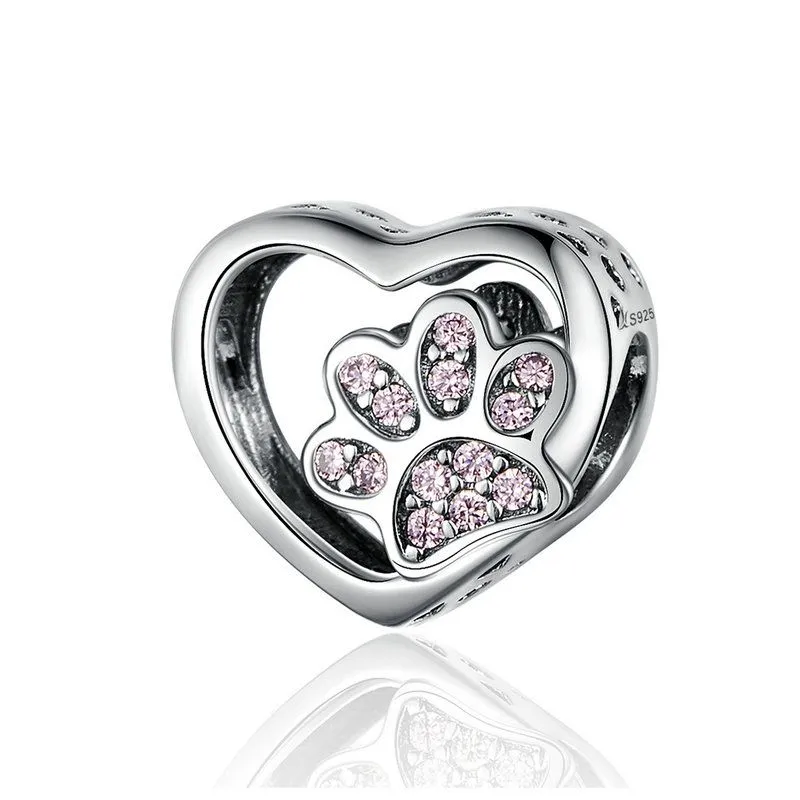 Paw Print In Heart Charm Gift Set