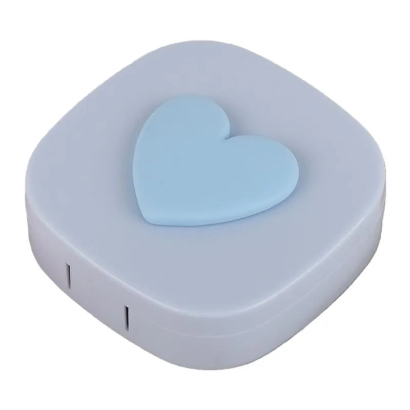 Heart Contact Lens Case with Mirror Travel Kit - Blue