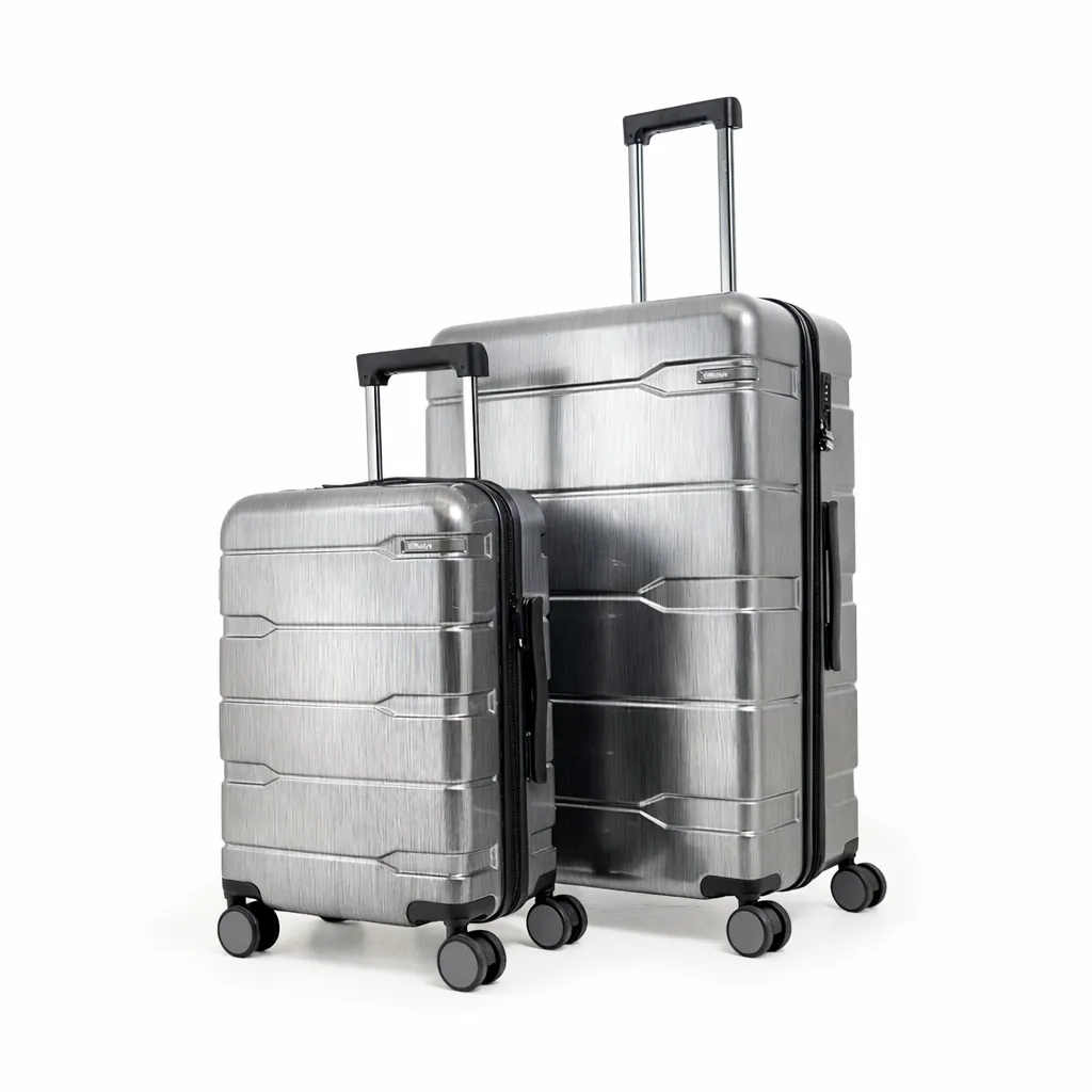 Cyprus 2-Piece Luggage Set - ABS Suitcase & Travel Bag w/ Wheels - 55/75cm - Metalic Charcoal