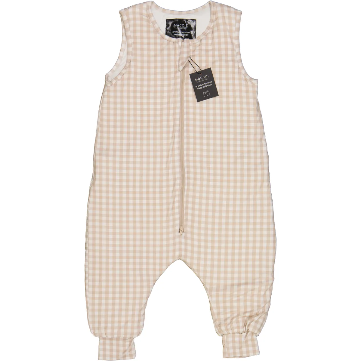MACCIE Winter Bamboo Toddler Sleep Suit l Almond Beige Gingham