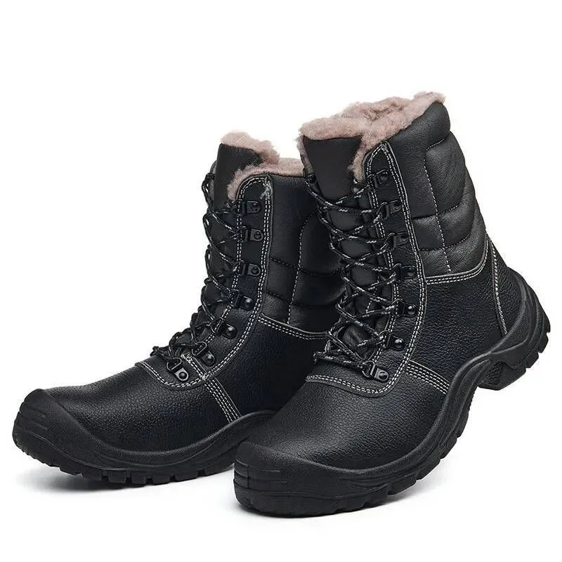 Men Winter Snow Boots High Top Fur Lined Waterproof Slip On