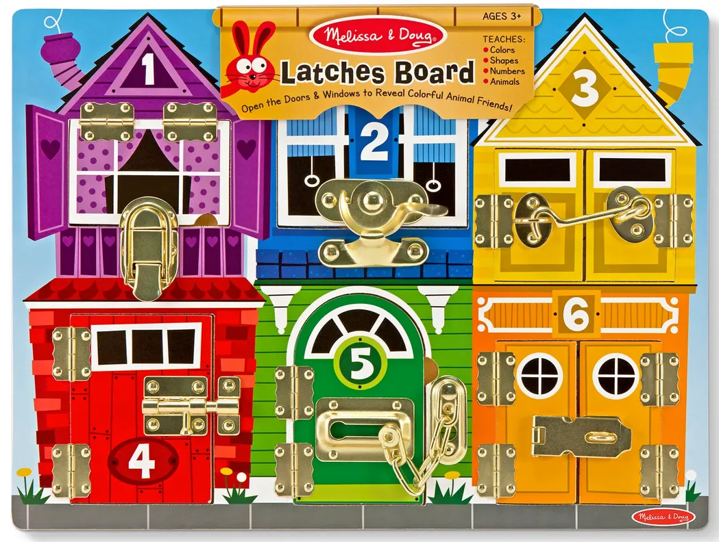 Melissa & Doug Wooden Latches Board (6 Different Latches)