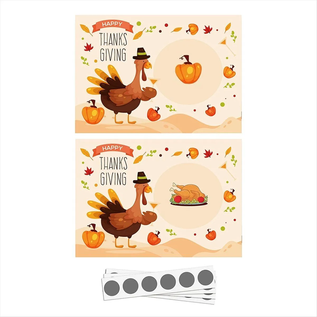 48Pcs Turkey Scratch Off Cards For Happy Turkey Day Party Game