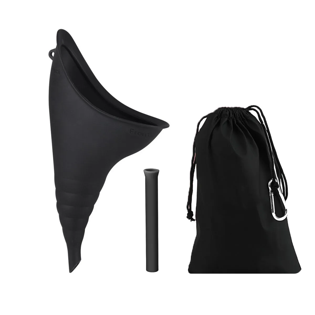 Women Travel Reusable Pee Funnel Device Set Outdoor Toilet Essentials - Black