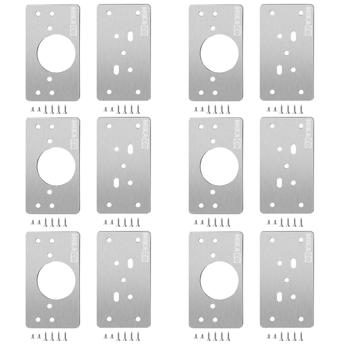 MIkaco DIY Stainless Steel Cabinet Door Hinge Repair Plates - Set of 6
