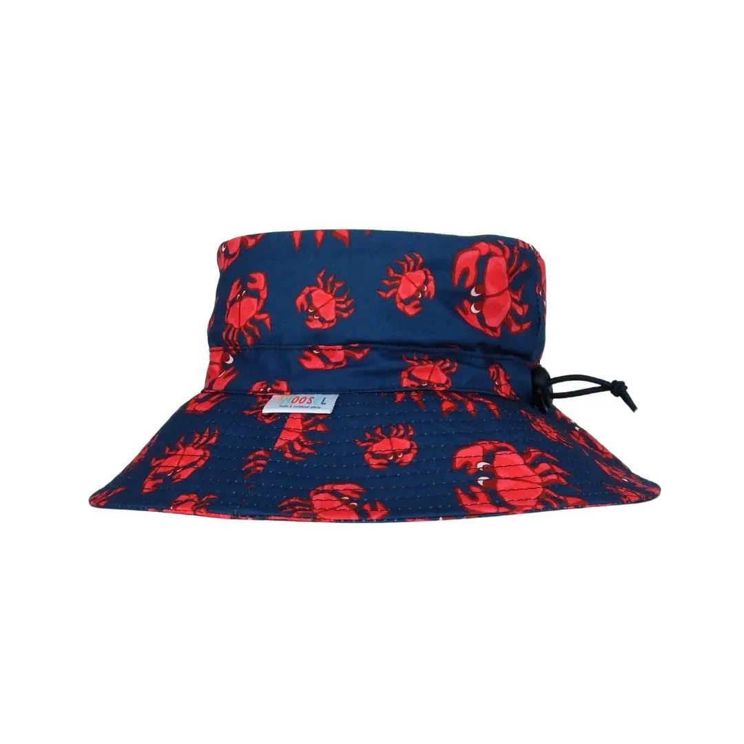 Moosel Hats Boys Wide Brim Bucket Sun Hat - Crabs Shellfish