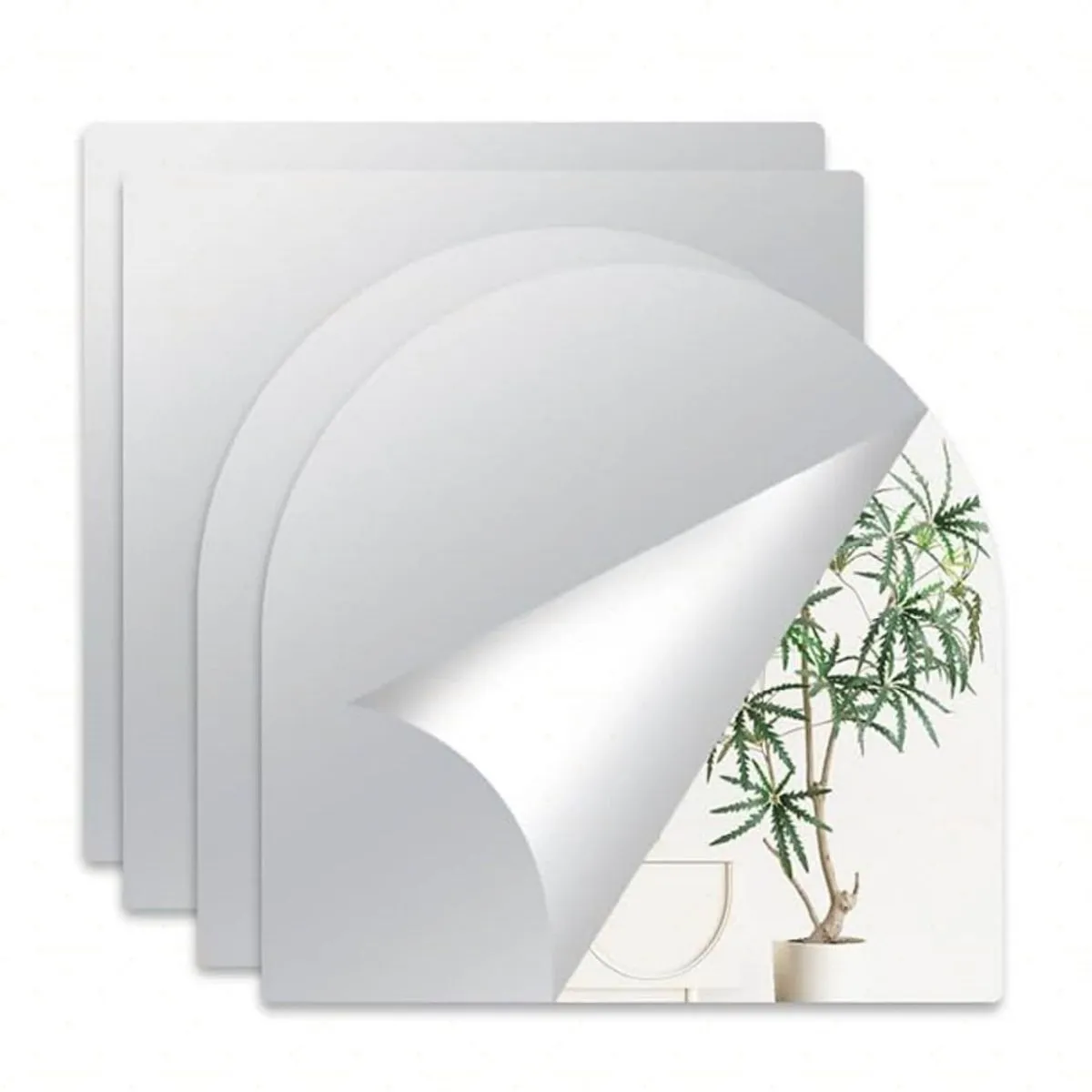 4 Pieces Self Adhesive Mirror Tiles, Acrylic Stick on Mirror Stickers