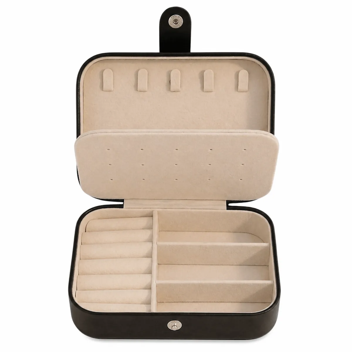 Multi-Compartment Travel Jewelry Box - Black