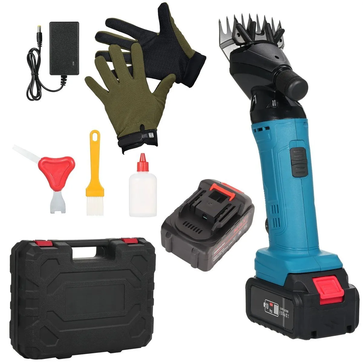 Heavy Duty Cordless Wool Shears & Sheep Shaving Kit with 2 Batteries