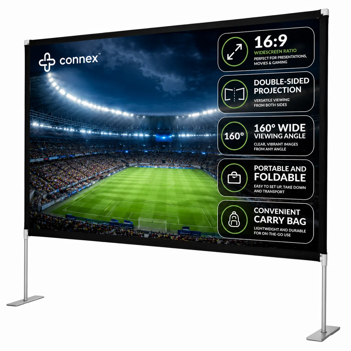 Connex E-Luminate 100" Portable Projector Screen (16:9)