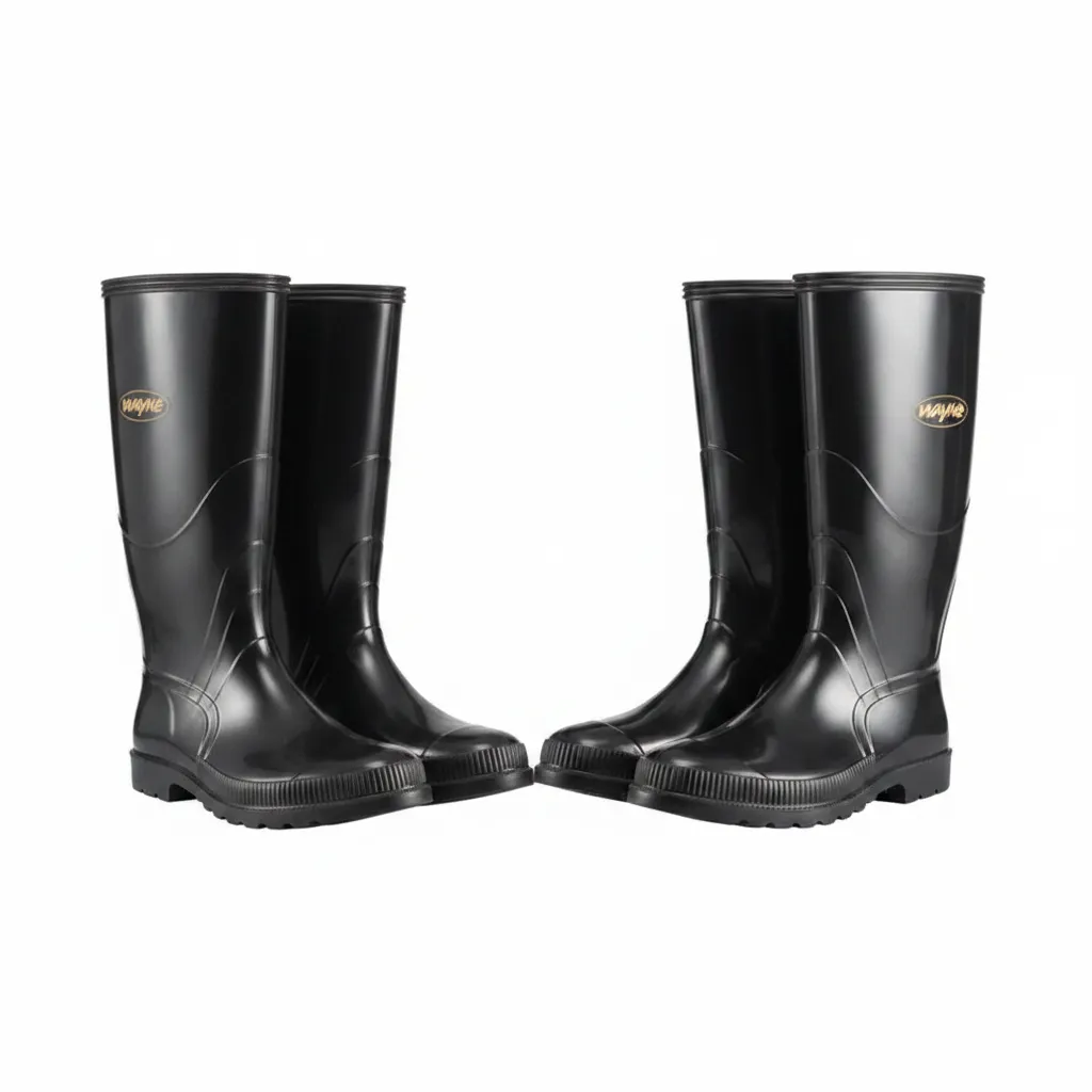 Wayne Men's Gumboots Black PVC Waterproof Boots S10 - 2 Pack
