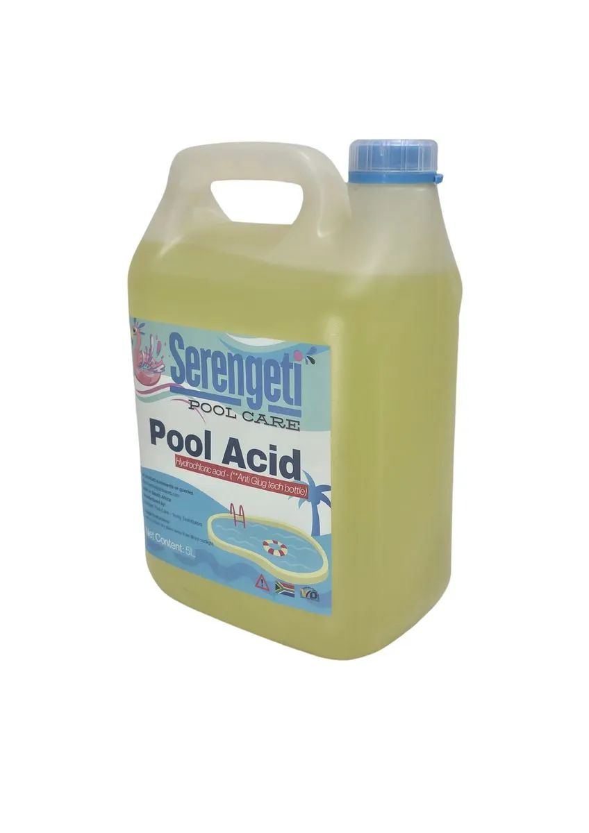 Serengeti Pool Care - Pool Acid/Hydrochloric Acid - Anti-Glug Bottle - 5L