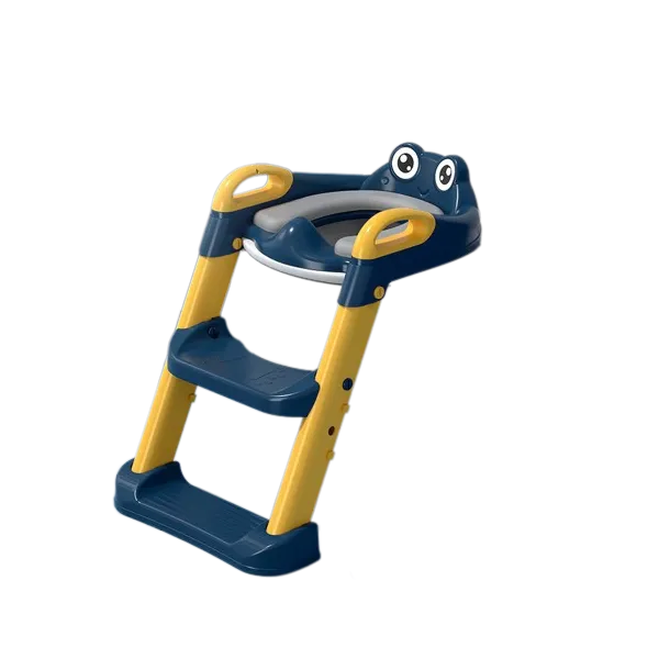 Foldable Children Potty Training Toilet Seat Ladder Step With PU Pad - Blue, Yellow