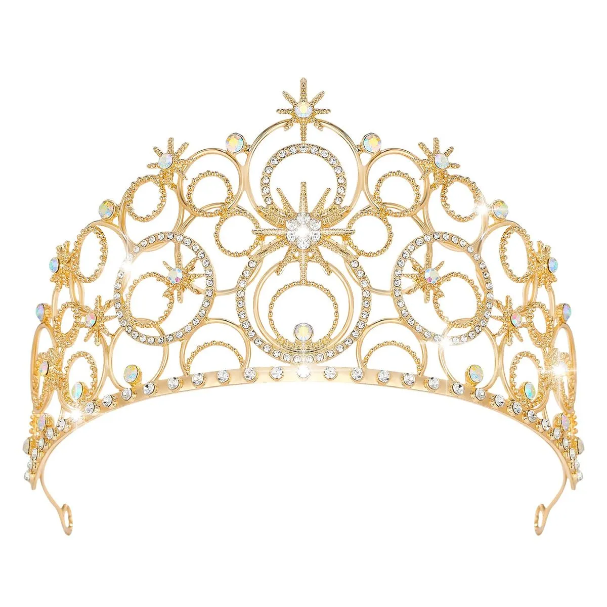 Crystal Bubble Tiara Crown for Women - Gold