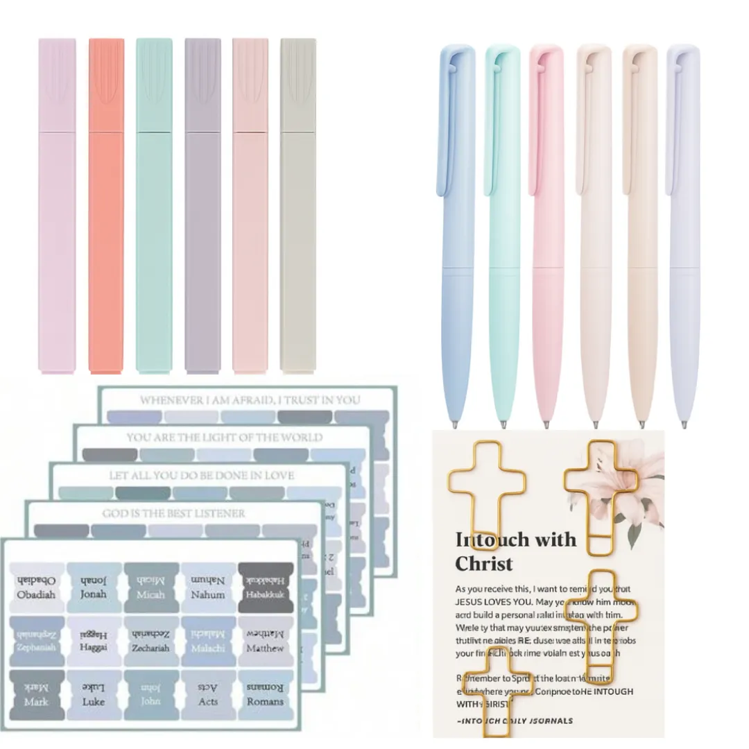 Bible Journaling Kit Bible Tabs, Highlighters, Pens & Clips - Blue