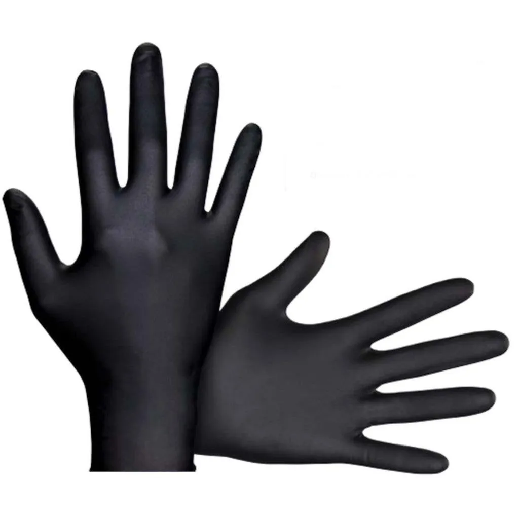 Tuff Gloves - Heavy Duty Black Nitrile Gloves (Pack of 10 Gloves / 5 Pairs)