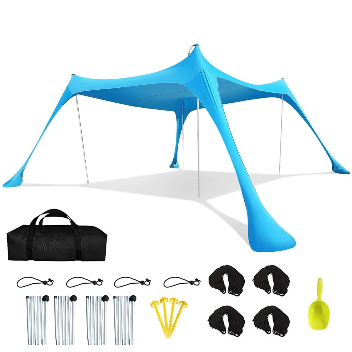 Beach Tent Set 10×10ft Beach Canopy Beach Shade Pop Up Tent Sun Shelter - Blue