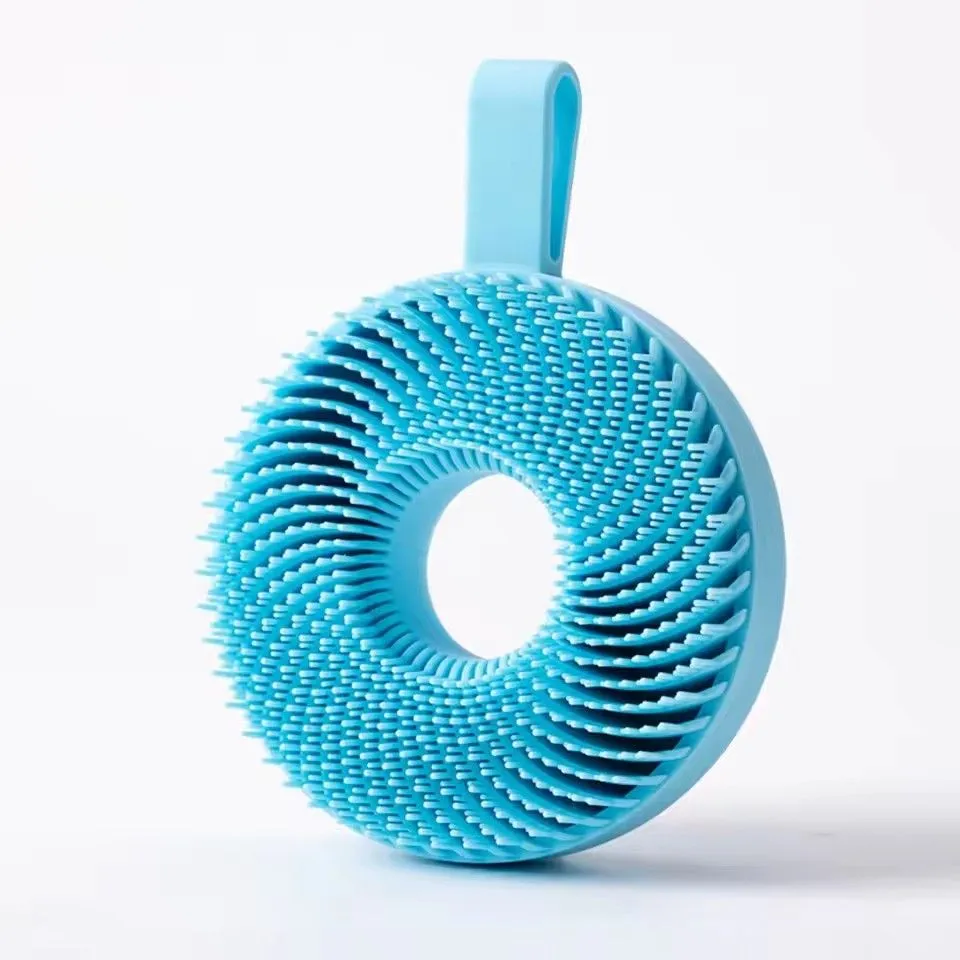 Silicone Bath Scrubber- Soft Food-Grade Body Brush for Spa Massage - Blue