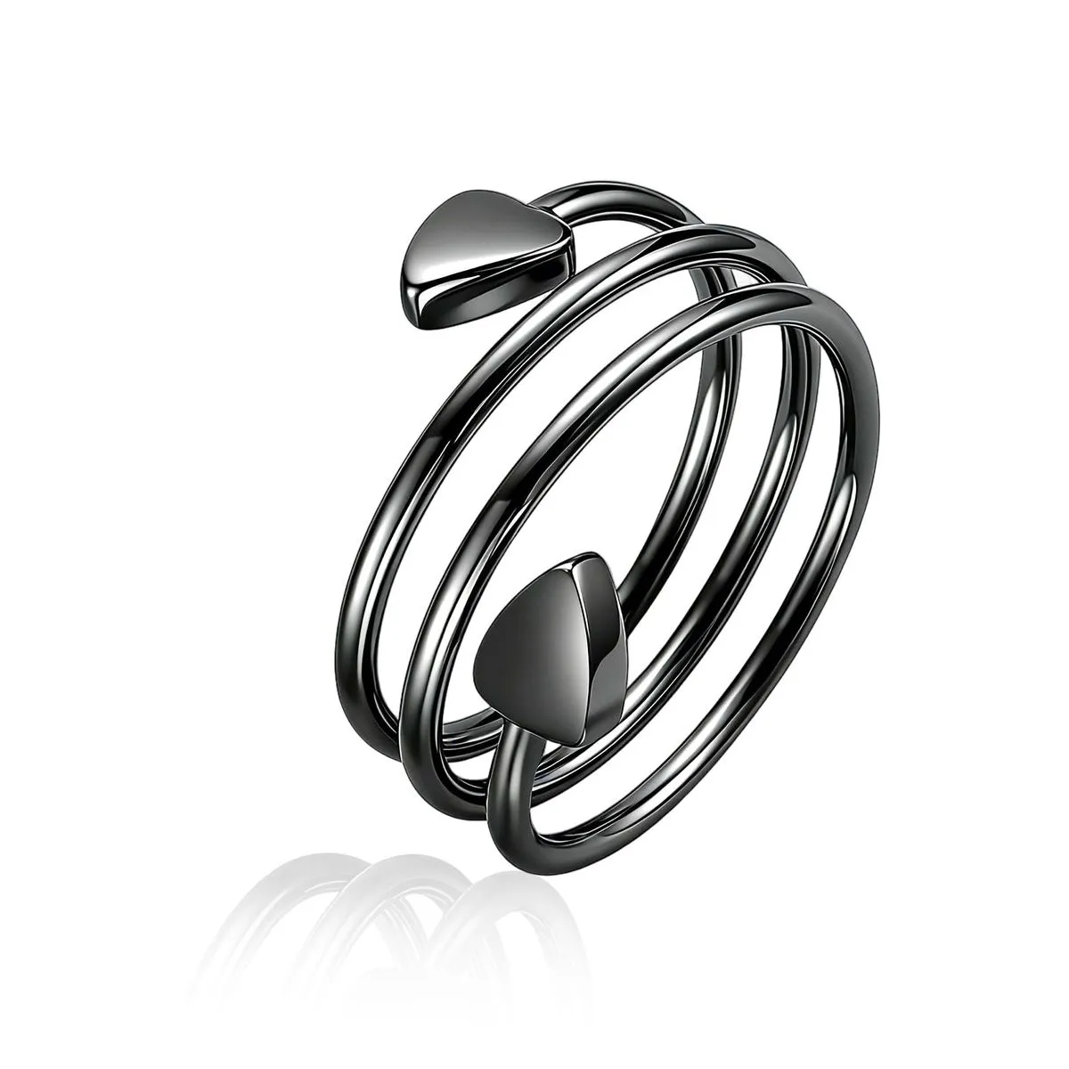 Open Magnetic Thumb Ring, Black Snake Coil Band for Sleep & Calm - Black