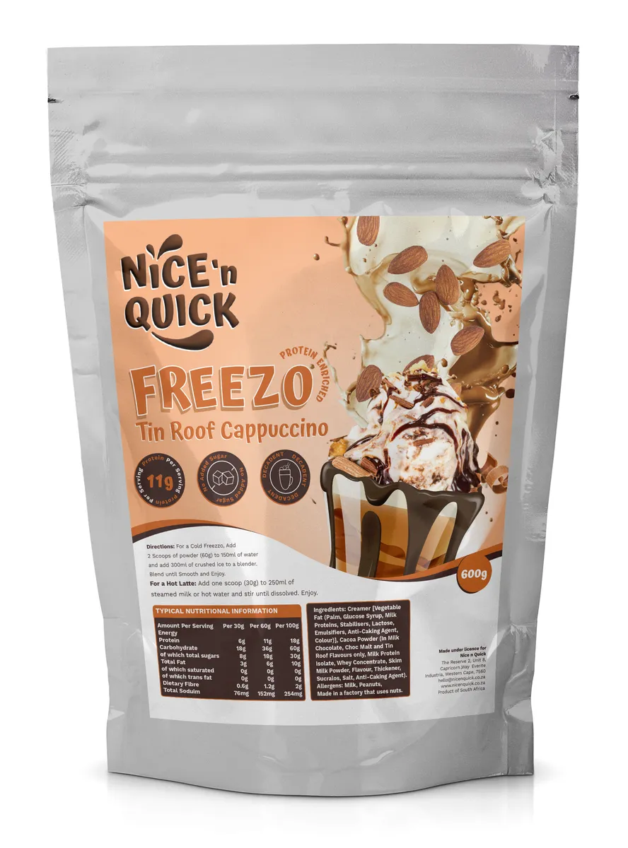 No Added Sugar Freezo Latte High Protein Tin Roof cappuccino 600g