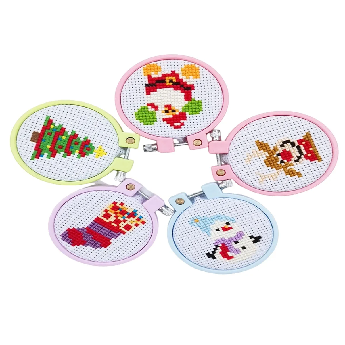 5Pcs Christmas Cross-Stitch Kits for Kids for Beginners