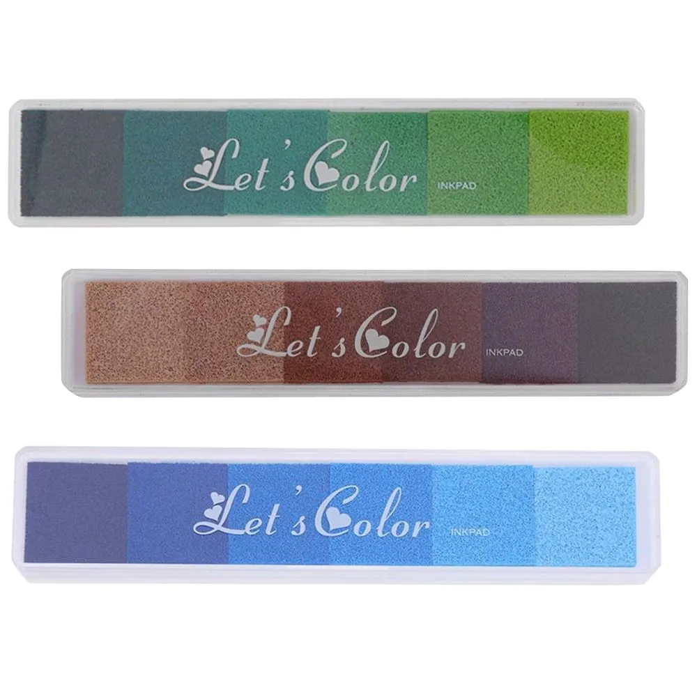 Craft Stamp Ink Pad Non-toxic Washable Set For Scrapbooking Set Of 3 - Blue, Green