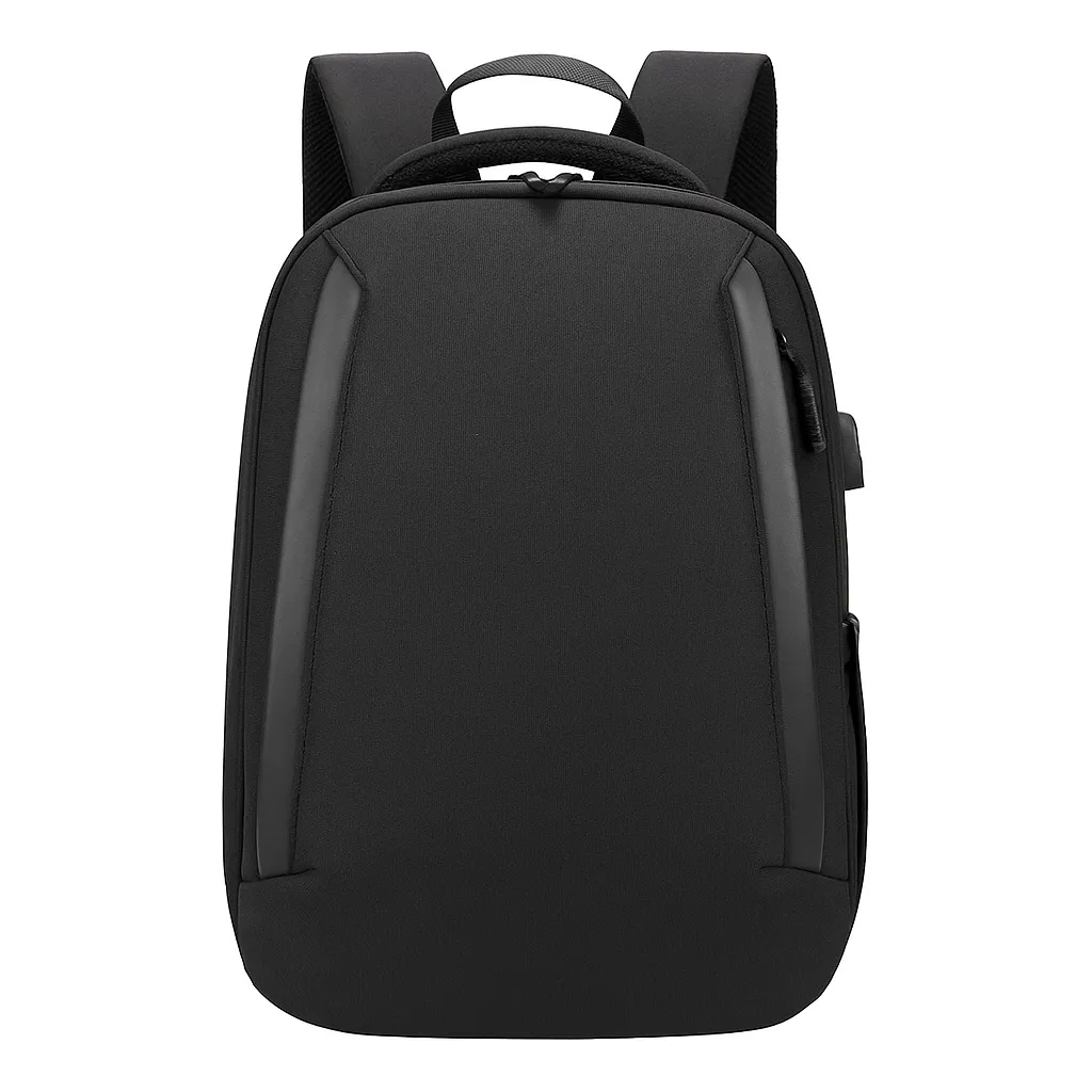 Minimalist Functional Medium Zipper Laptop Backpack - Black