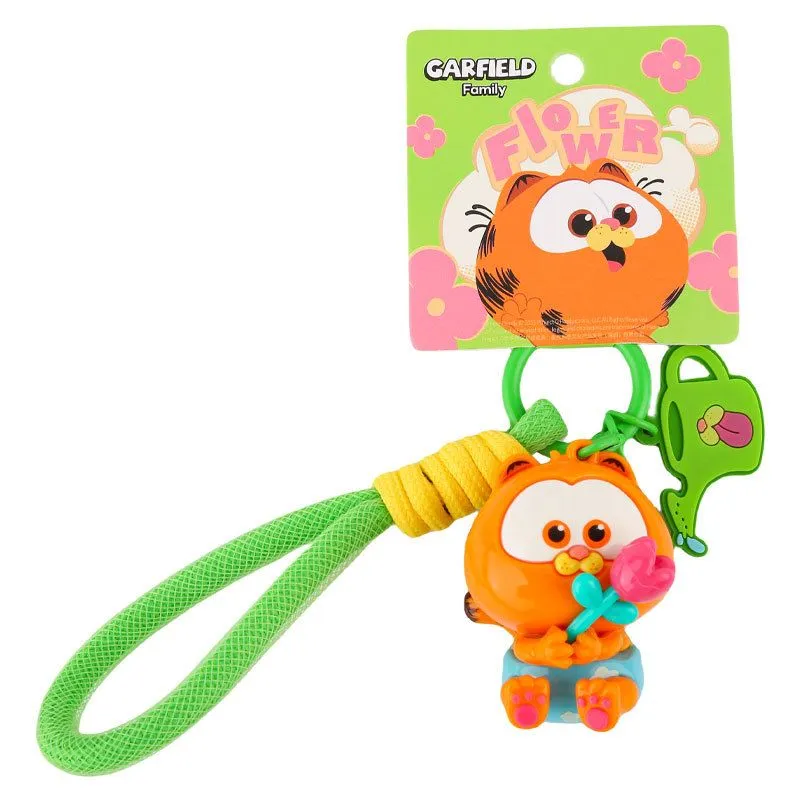 Green Garfield Family Flower Keychain
