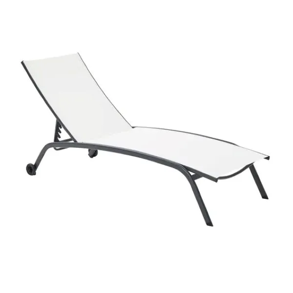 Steel Sunbed White, 4 Positions, Stackable