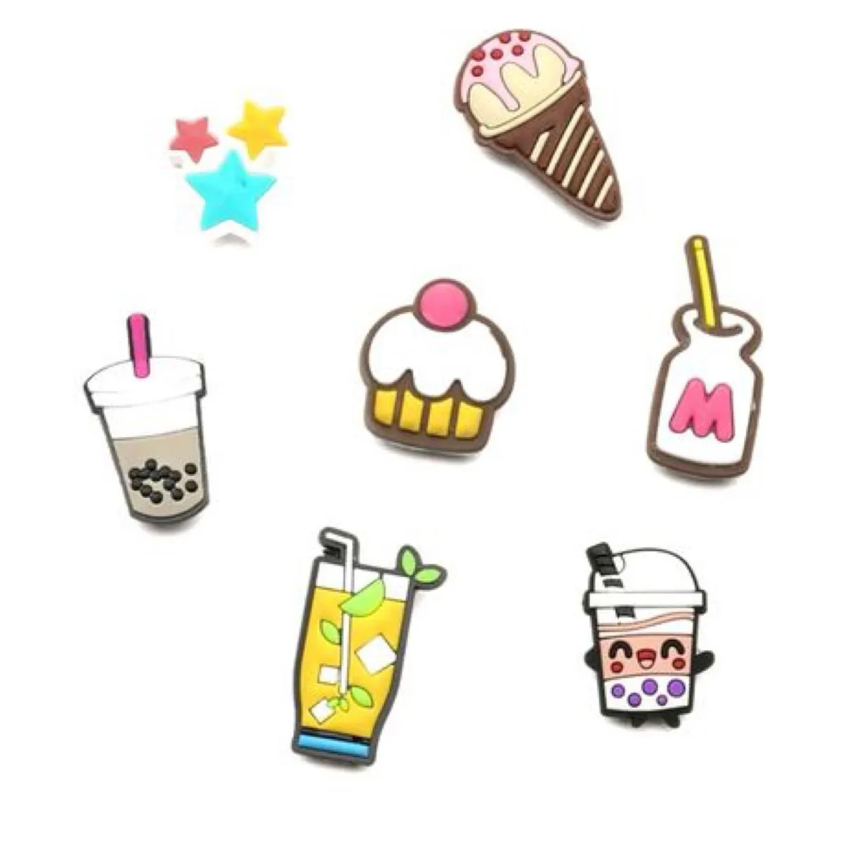 7 Pieces Icecream and Beverages Shoe Decor Set