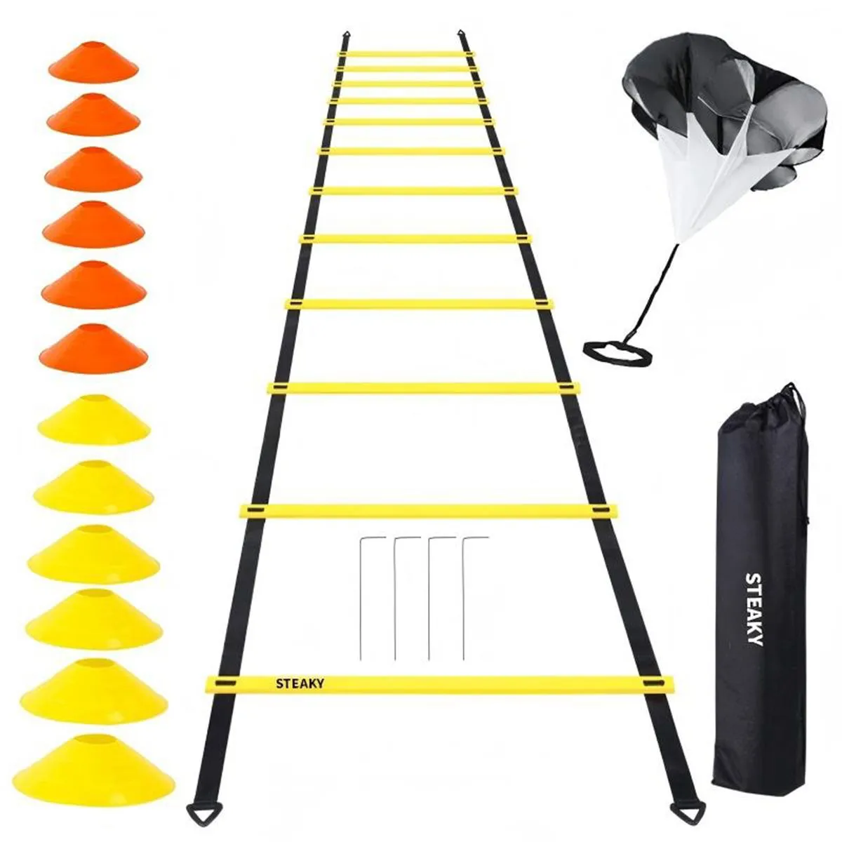 6m Agility Ladder Speed Cone Set Soccer Football Training Kit Equipment