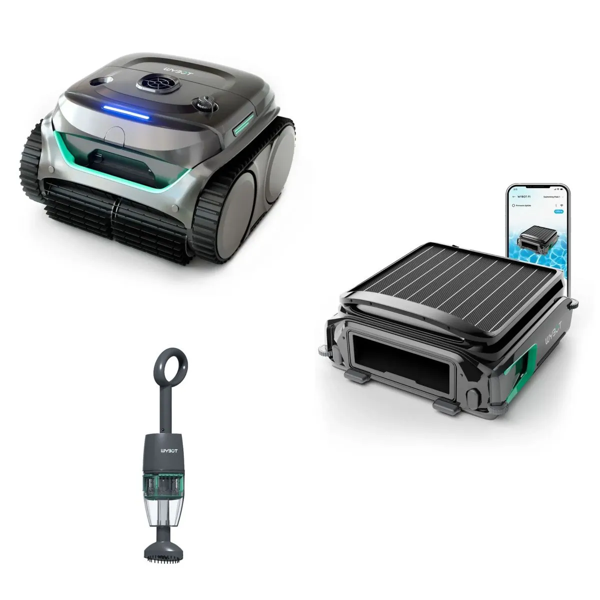 Wybot C2 Pool Cleaner + F1 Skimmer + Hyson 100 Handheld Vacuum