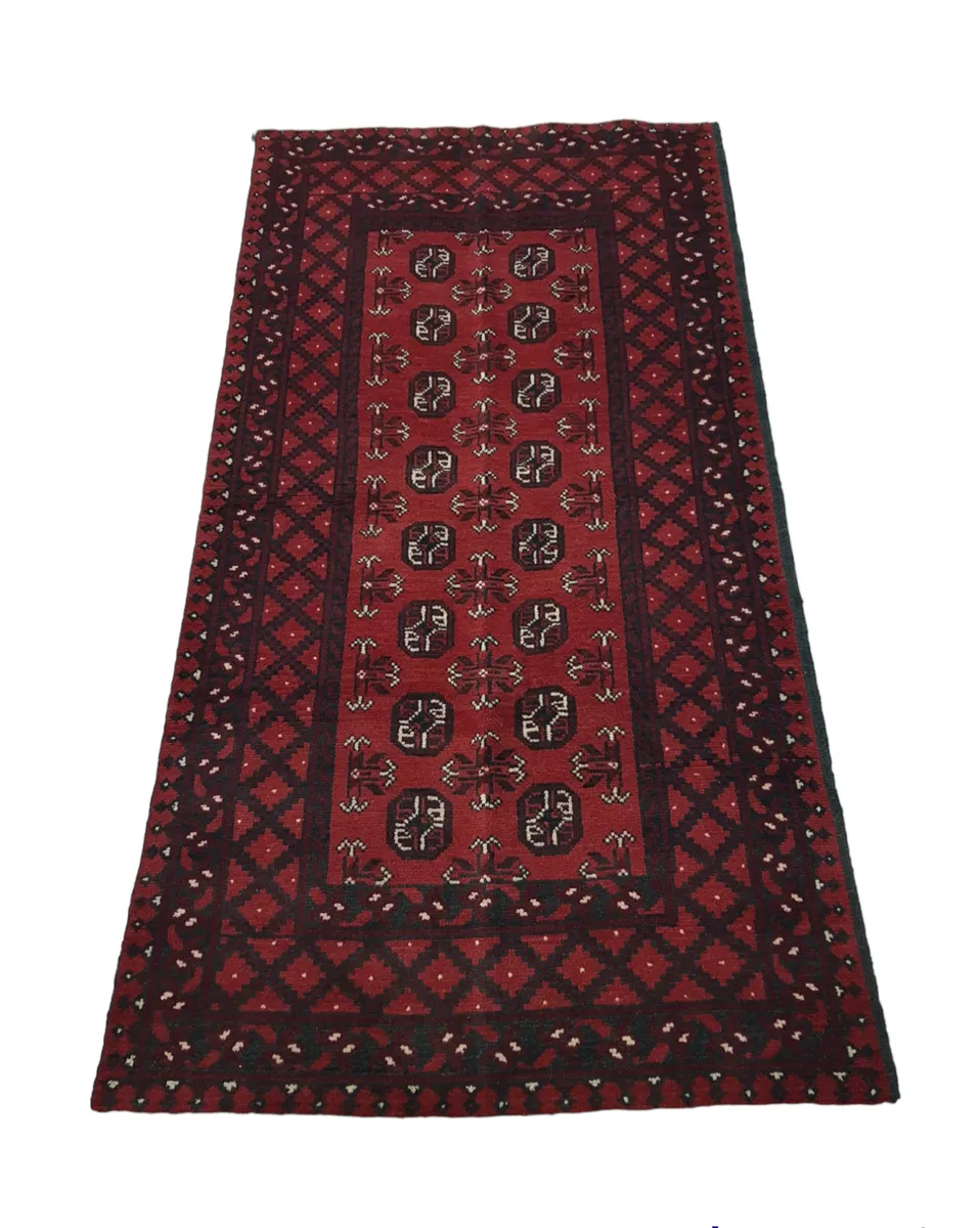 Red Afghan Handmade Carpet - 200 x 100cm
