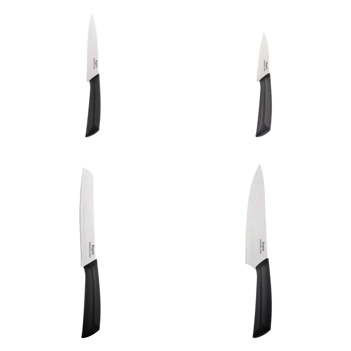 Regent Premium Kitchen Knives - 4 Pack Starter Set - Black