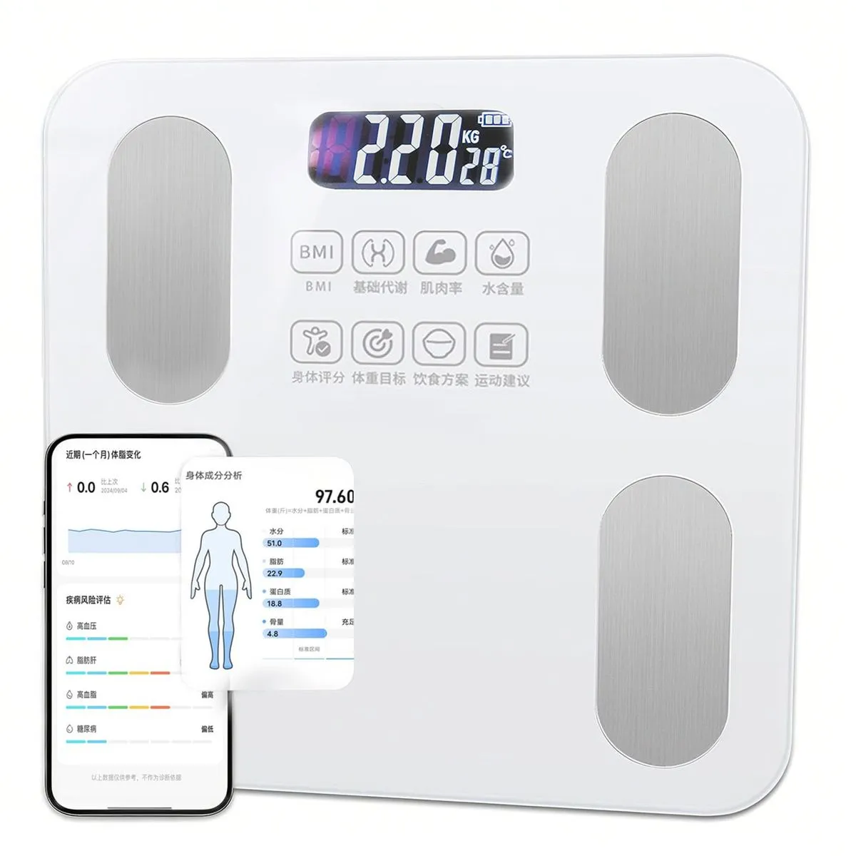 Smart Scale,Smart BMI Body Fat Scale,13 Indicators Composition Analysis