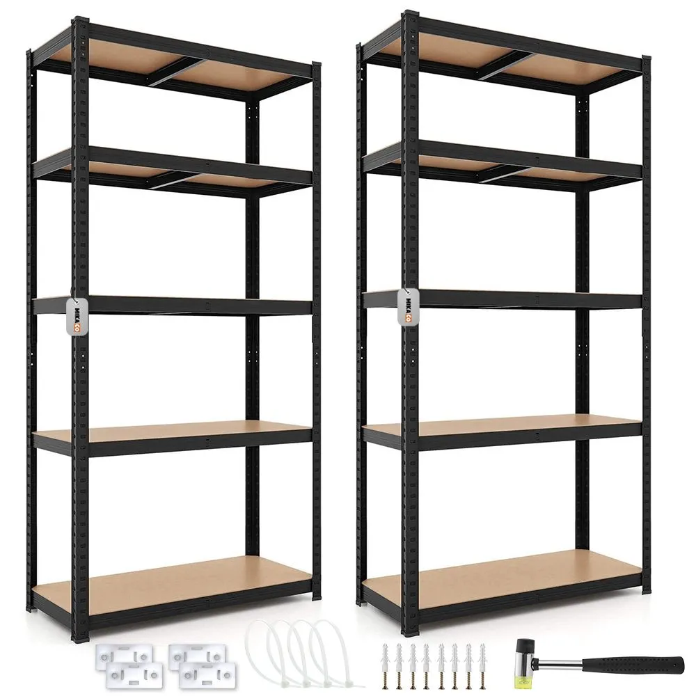 MIkaco 5-Tier Freestanding Storage Shelving Unit (2-Pack) - Black