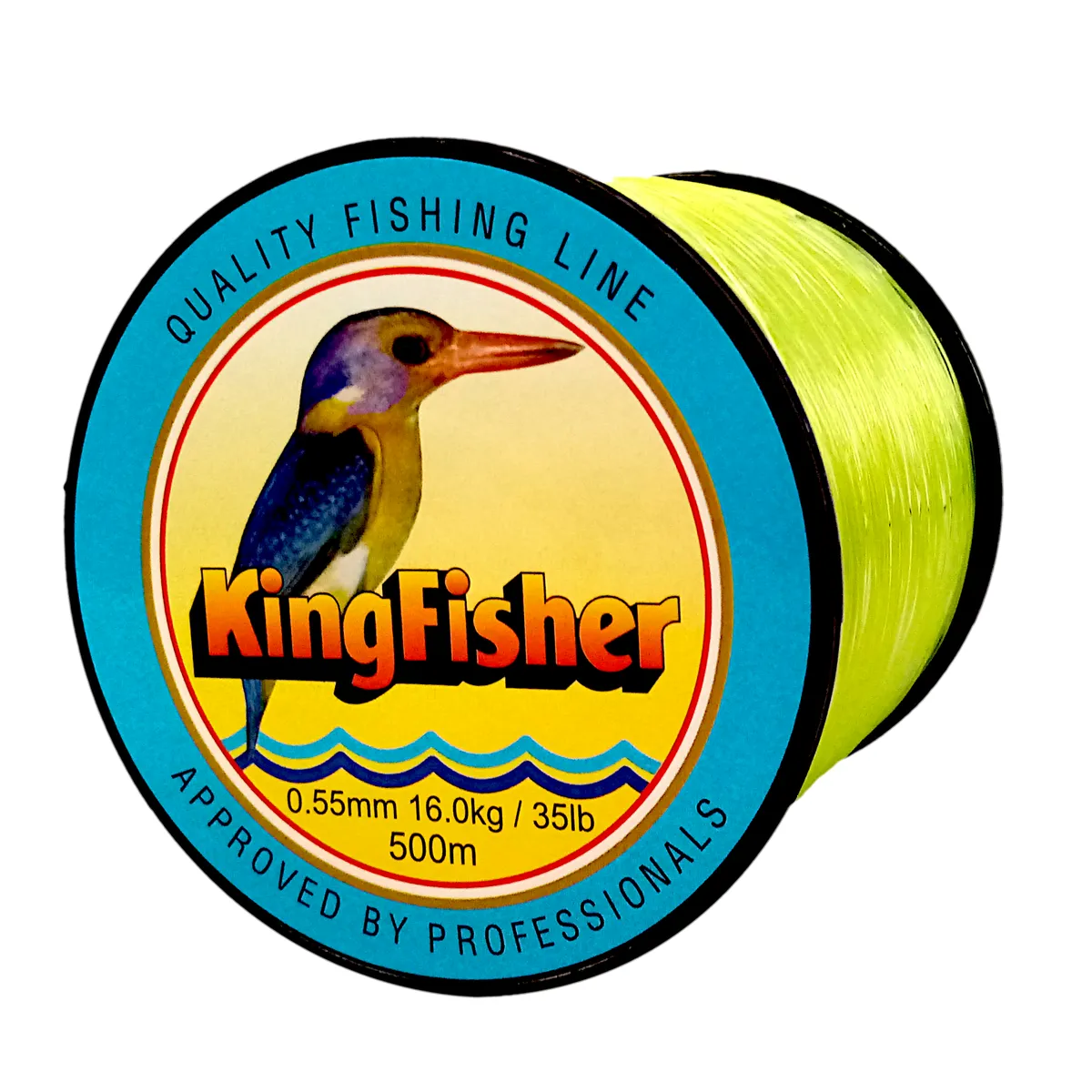 Kingfisher Nylon Fishing Line, Colour Yellow, 16 KG .55MM, 500M Spool