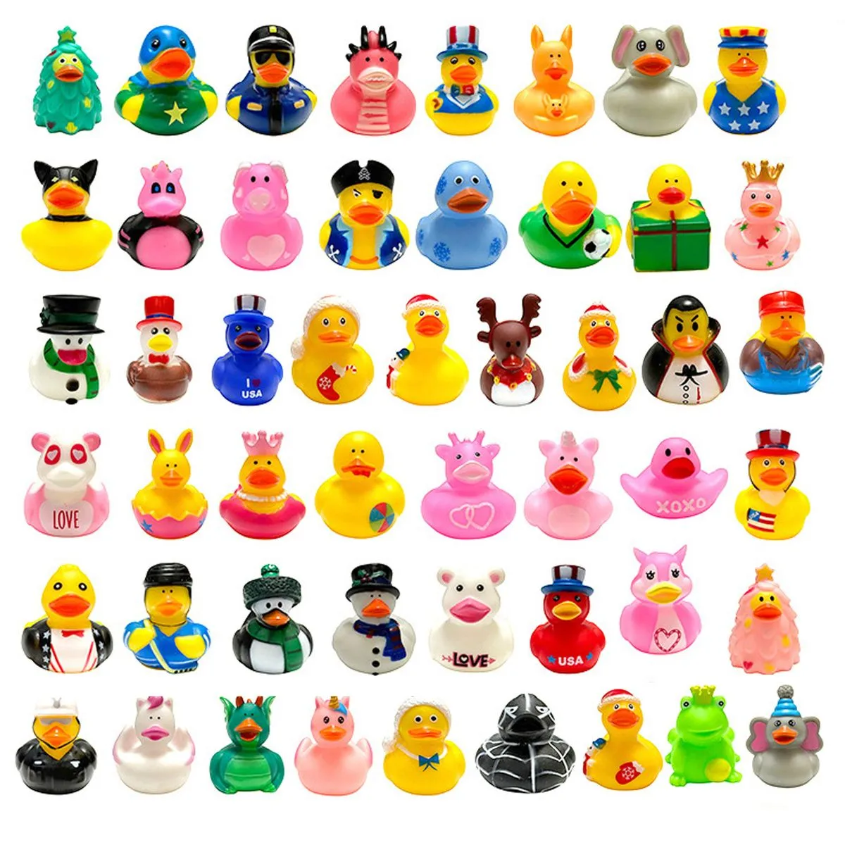 50Pcs Rubber Ducks,Random Assortment Bath Toys & 2 Inch Mini Plastic Ducks