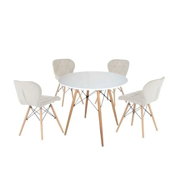 White 1 + 4 Round Table