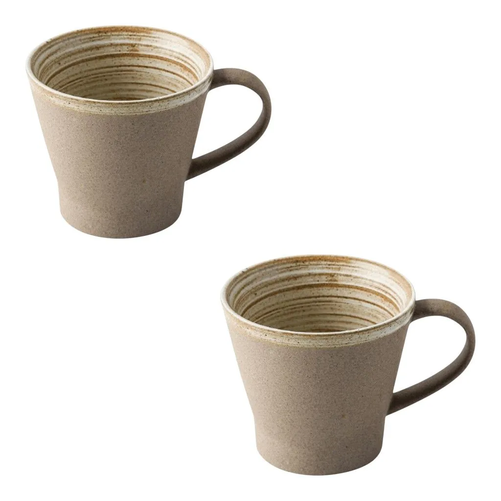2 Pack - Rustic Glazed Ceramic Coffee Mug - Cream