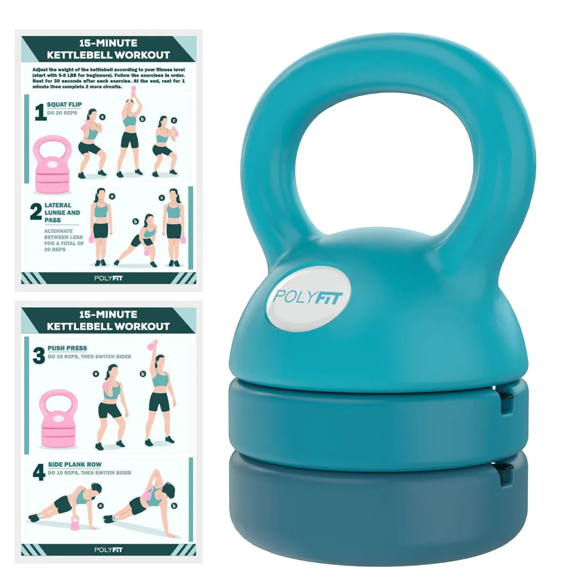 Adjustable Kettlebell, Kettlebells Weights Set for Home and Gym , 5 lb-12 lb - Blue