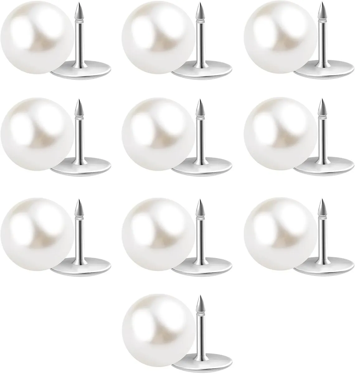 10PCS Pearl Buttons No Sew Buttons Pearl Brooch Pins Fixed Pins
