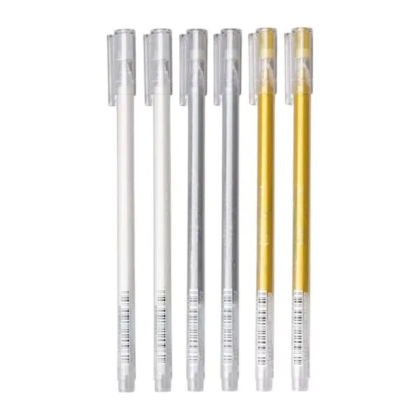 9 Piece - Highlighting Colour Pallet Gel Ink Pens Set - Gold, Silver& White