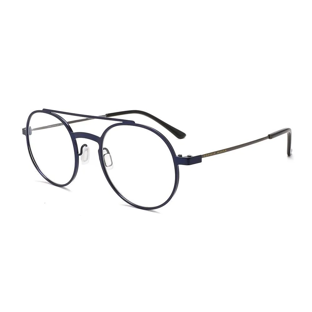 Sophie Moda Anti-Blue Light Glasses - La Moda Browline - Blue