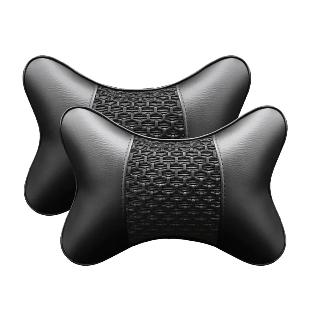 Universal Car Seat Head & Neck Rest Protection Pillow - Pack of 2 - Black