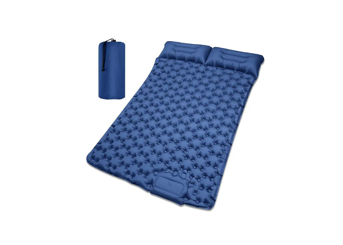 RevUp Quick-Inflate 2 Person Sleeping Pad with Attached Pillows - Blue